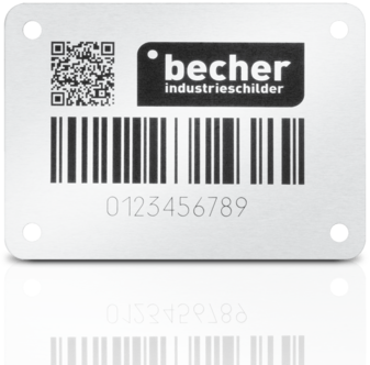 Barcodeschild Aluminium laserbeschriftet